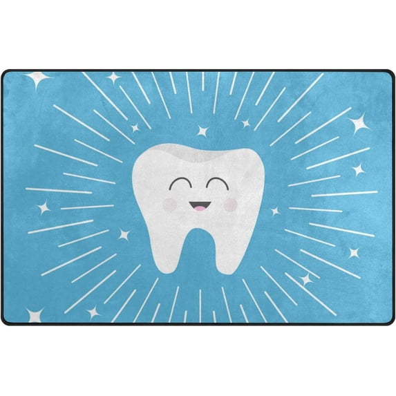 Coolnut Lightweight Non Slip Carpet Mats 60 x 39 inch (5'x 3'3"), Area Soft Rugs Floor Mat Rug Decoration for Kids Room Living Room Healthy Smiling Tooth