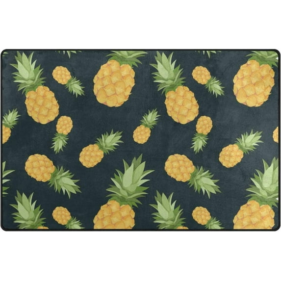 Coolnut Lightweight Non Slip Carpet Mats 60 x 39 inch (5'x 3'3"), Area Soft Rugs Floor Mat Rug Decoration for Kids Room Living Room Pineapples On Dark Back