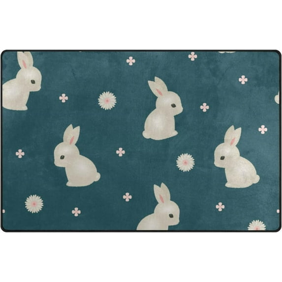 Coolnut Lightweight Non Slip Carpet Mats 60 x 39 inch (5'x 3'3"), Area Soft Rugs Floor Mat Rug Decoration for Kids Room Living Room Baby Rabbit