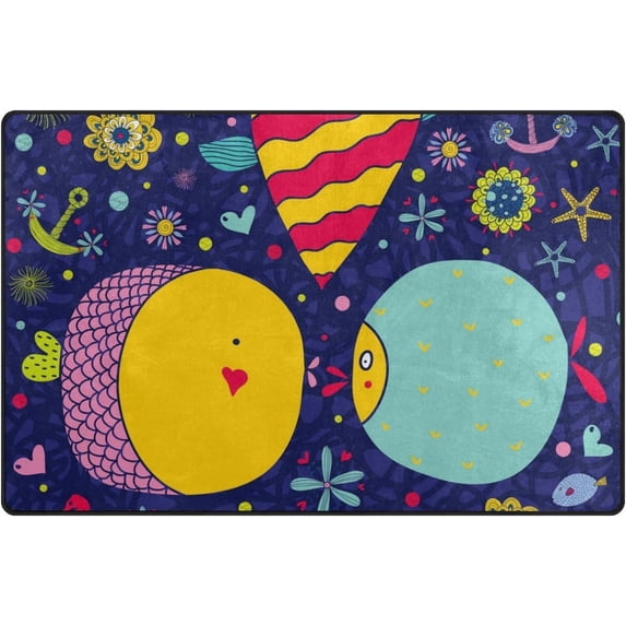 Coolnut Lightweight Non Slip Carpet Mats 60 x 39 inch (5'x 3'3"), Area Soft Rugs Floor Mat Rug Decoration for Kids Room Living Room Love Sea Pattern