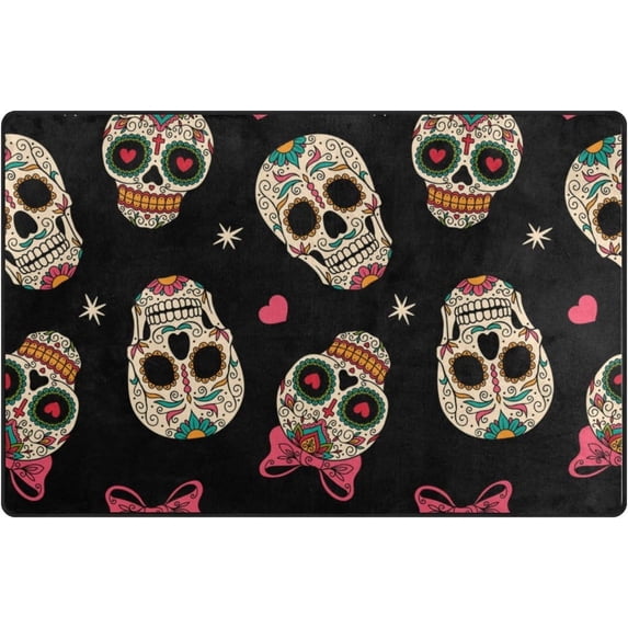 Coolnut Lightweight Non Slip Carpet Mats 60 x 39 inch (5'x 3'3"), Area Soft Rugs Floor Mat Rug Decoration for Kids Room Living Room Mexican Skulls