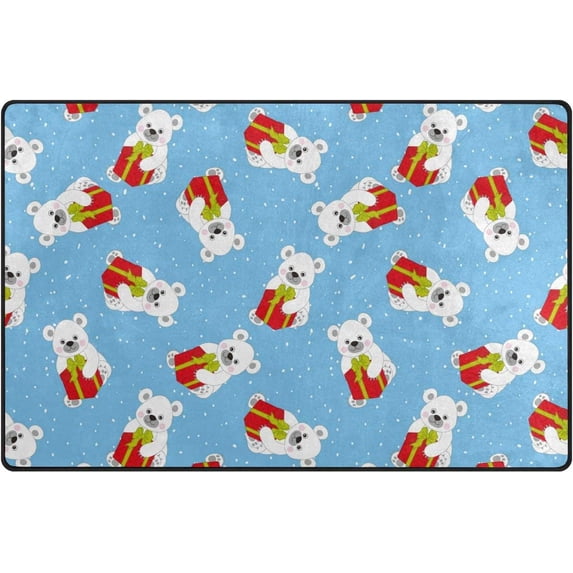 Coolnut Lightweight Soft Area Rugs 31x20 Inch, Baby Polar Bears with Gifts Floor Mat Doormat for for Rooms Entrance Hardwood Floor Living Room 2'7" x 1'8") Nursery Rugs