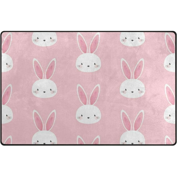 Coolnut Lightweight Soft Area Rugs 31x20 Inch, Bunny Seamless Pattern Floor Mat Doormat for for Rooms Entrance Hardwood Floor Living Room 2'7" x 1'8") Nursery Rugs