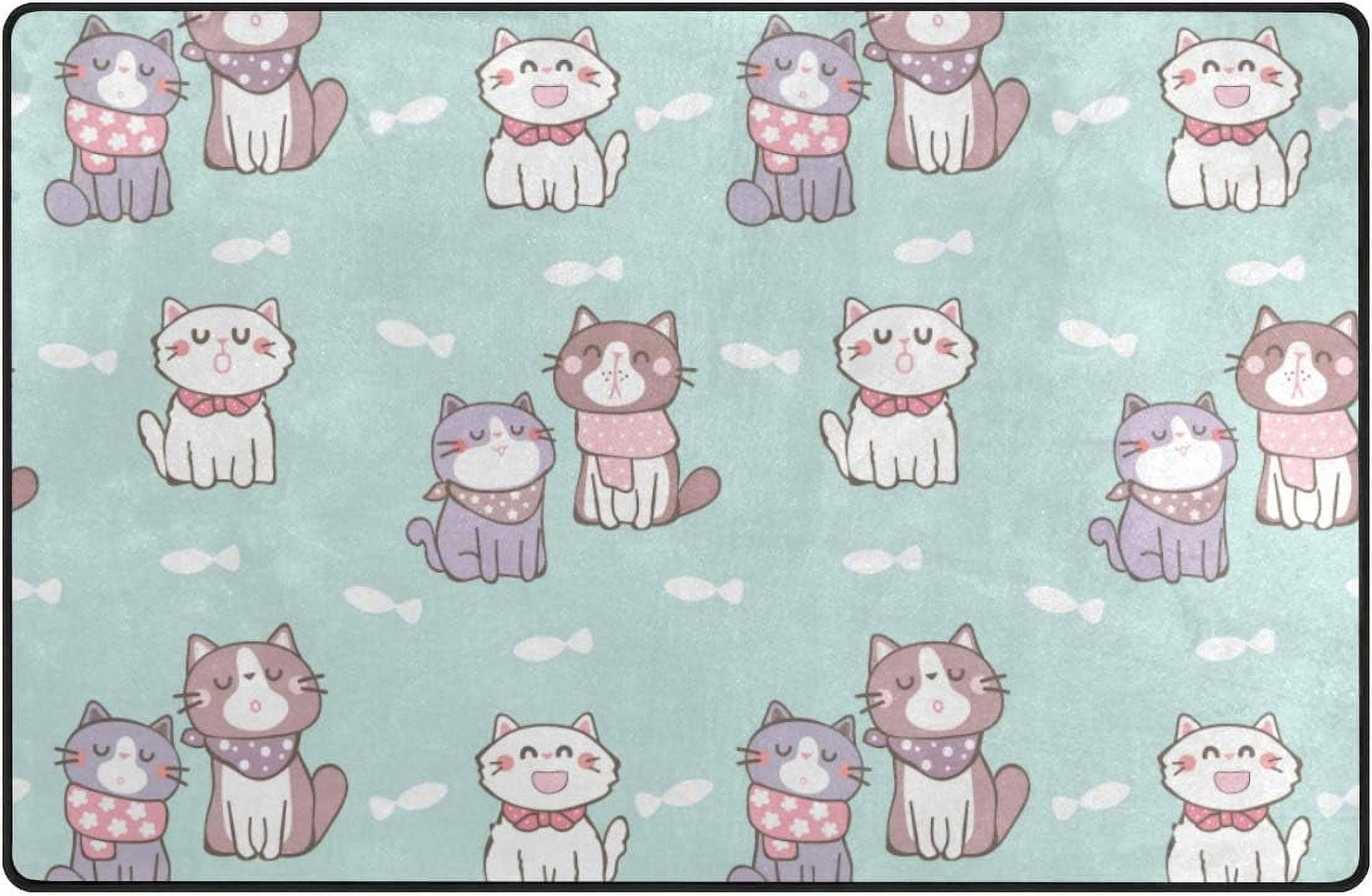 Coolnut Lightweight Soft Area Rugs 31x20 Inch, Cute Cartoon Cat Floor ...