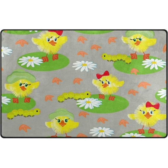 Coolnut Lightweight Soft Area Rugs 31x20 Inch, Cute Ducks Flowers Floor Mat Doormat for for Rooms Entrance Hardwood Floor Living Room Nursery Rugs