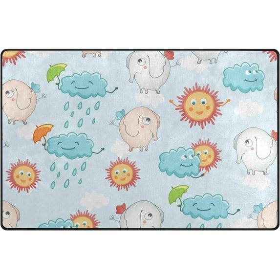 Coolnut Lightweight Soft Area Rugs 31x20 Inch, Elephants with Sun and Rain Floor Mat Doormat for for Rooms Entrance Hardwood Floor Living Room 2'7" x 1'8") Nursery Rugs