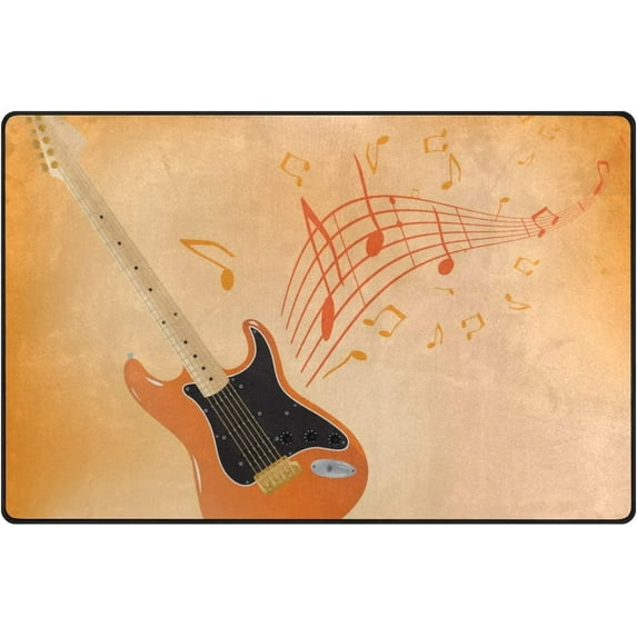 Coolnut Lightweight Soft Area Rugs 31x20 Inch, Guitar with Music Notes Floor Mat Doormat for for Rooms Entrance Hardwood Floor Living Room 2'7" x 1'8") Nursery Rugs