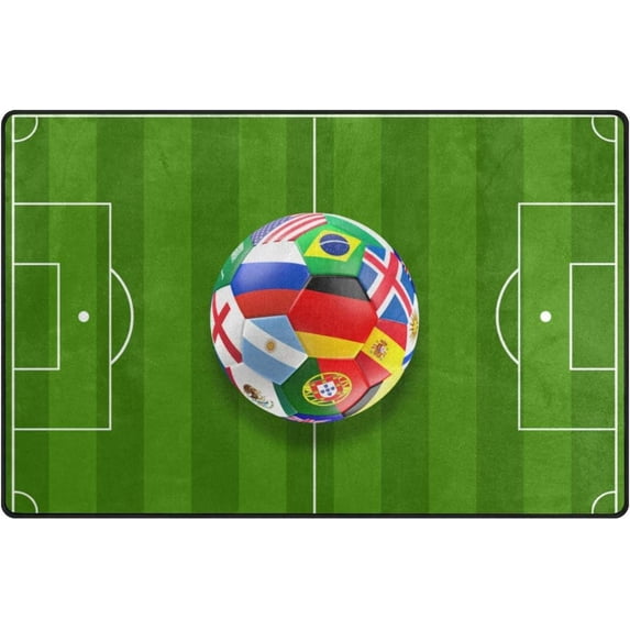 Coolnut Lightweight Soft Area Rugs 31x20 Inch, Soccer Ball with Russia Flag Floor Mat Doormat for for Rooms Entrance Hardwood Floor Living Room 2'7" x 1'8") Nursery Rugs