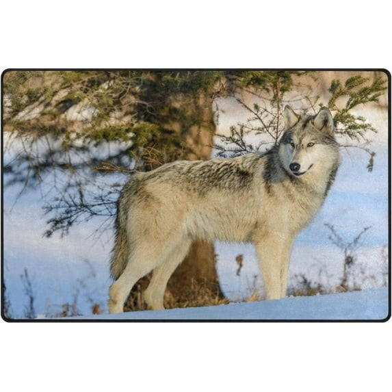 Coolnut Lightweight Soft Area Rugs 31x20 Inch, Wolf On The Snowy Land Floor Mat Doormat for for Rooms Entrance Hardwood Floor Living Room 2'7" x 1'8") Nursery Rugs