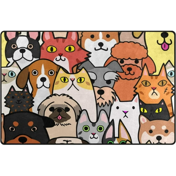 Coolnut Lightweight Soft Area Rugs 60 x 39 inch (5'x 3'3"), Cute Animals Floor Mat for Kids Playing Room Hardwood Floor Living Room Nursery Rugs