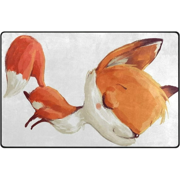 Coolnut Lightweight Soft Area Rugs 60 x 39 inch (5'x 3'3"), Cute Watercolor Fox Floor Mat for Kids Playing Room Hardwood Floor Living Room Nursery Rugs