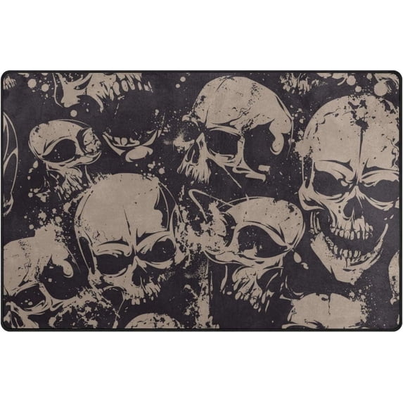 Coolnut Lightweight Soft Area Rugs 60 x 39 inch (5'x 3'3"), Retro Skulls Pattern Floor Mat for Kids Playing Room Hardwood Floor Living Room Nursery Rugs