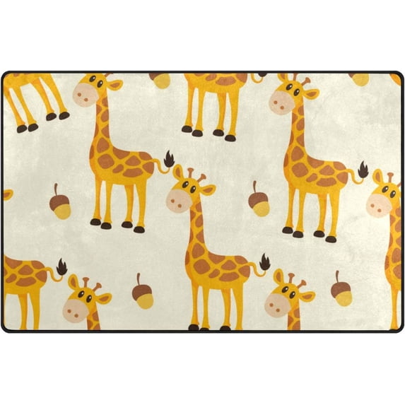 Coolnut Lightweight Soft Area Rugs 60 x 39 inch (5'x 3'3"), Wild Giraffe Floor Mat for Kids Playing Room Hardwood Floor Living Room Nursery Rugs