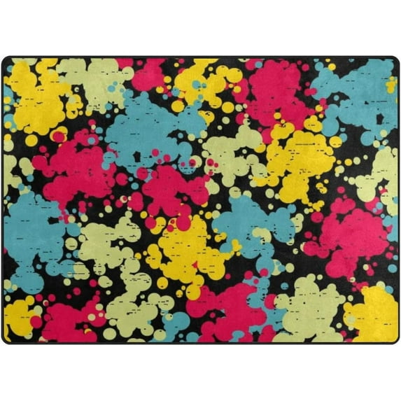 Coolnut Lightweight Soft Area Rugs 63 x 48 in, Colorful Blots Floor Mat for Kids Playing Room Hardwood Floor Living Room Nursery Rugs, 5'3" x 4'