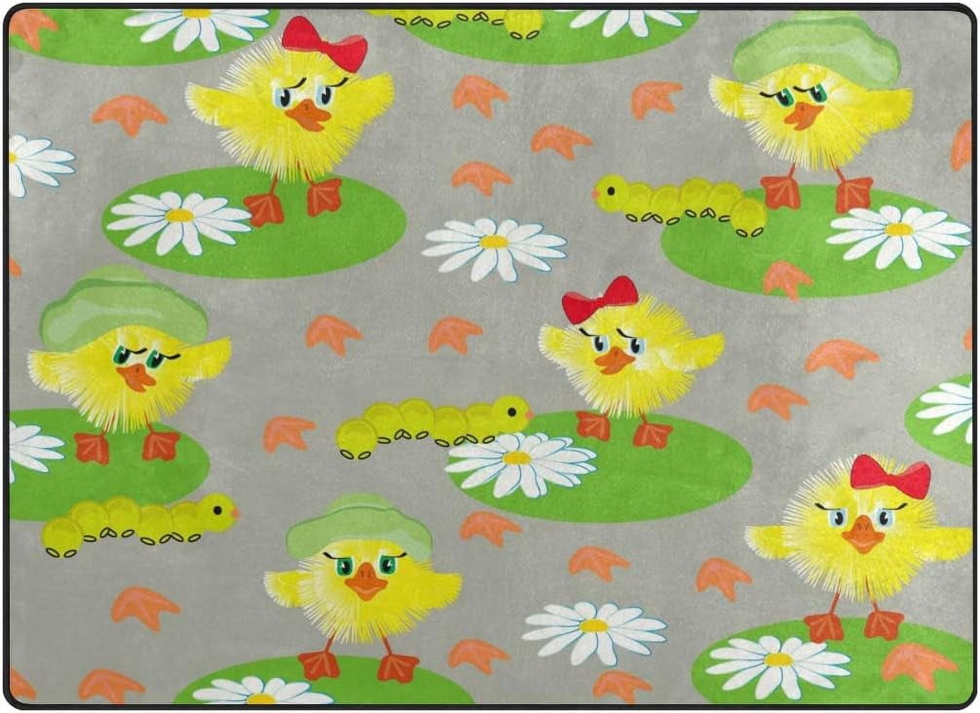 Coolnut Lightweight Soft Area Rugs 63 x 48 in, Cute Ducks Flowers Floor ...
