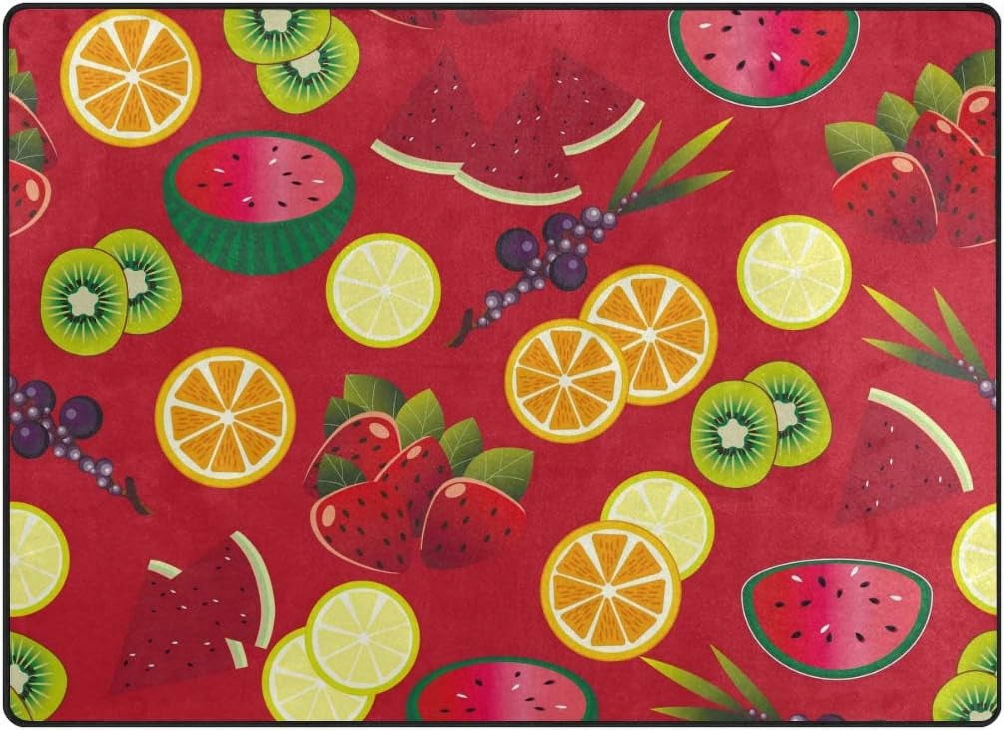 Coolnut Lightweight Soft Area Rugs 63 x 48 in, Tropics Fruits Floor Mat ...