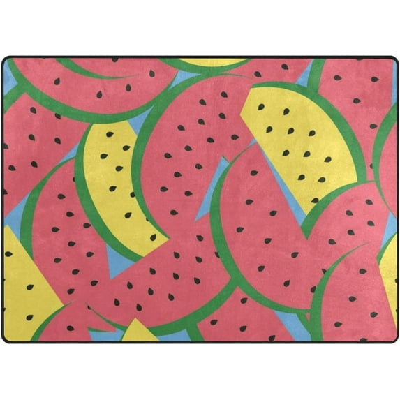 Coolnut Lightweight Soft Area Rugs 63 x 48 in, Watermelon Slices Floor Mat for Kids Playing Room Hardwood Floor Living Room Nursery Rugs, 5'3" x 4'
