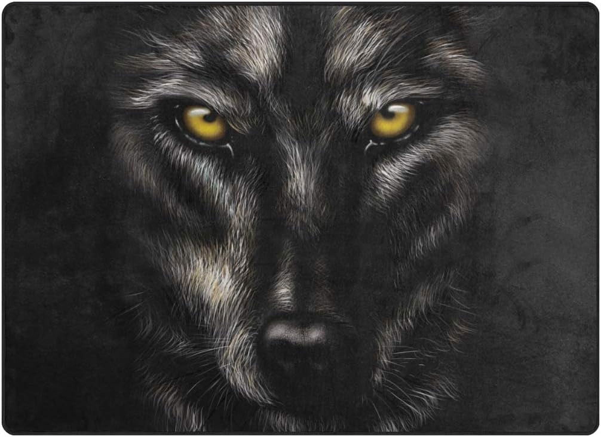 Wolf Rug Drawing Coolnut Lightweight Soft Area Rugs 63 x 48 in, Wolf with Fierce Eyes ...