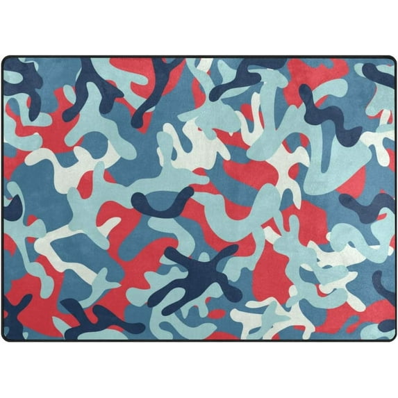 Coolnut Lightweight Soft Area Rugs, 80 x 58 inch(6'8" x 4'10") Colorful Camouflage Pattern Floor Mat for Kids Playing Room Hardwood Floor Living Room Nursery Rugs