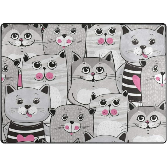 Coolnut Lightweight Soft Area Rugs, 80 x 58 inch(6'8" x 4'10") Cute Cats Floor Mat for Kids Playing Room Hardwood Floor Living Room Nursery Rugs