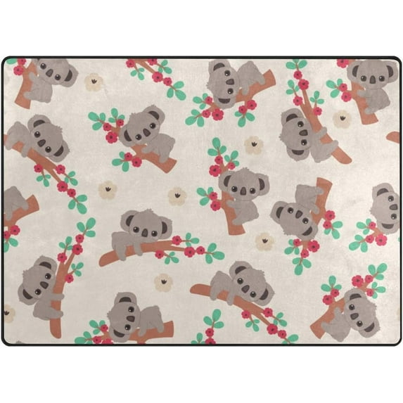 Coolnut Lightweight Soft Area Rugs, 80 x 58 inch(6'8" x 4'10") Koala On Tree Floor Mat for Kids Playing Room Hardwood Floor Living Room Nursery Rugs
