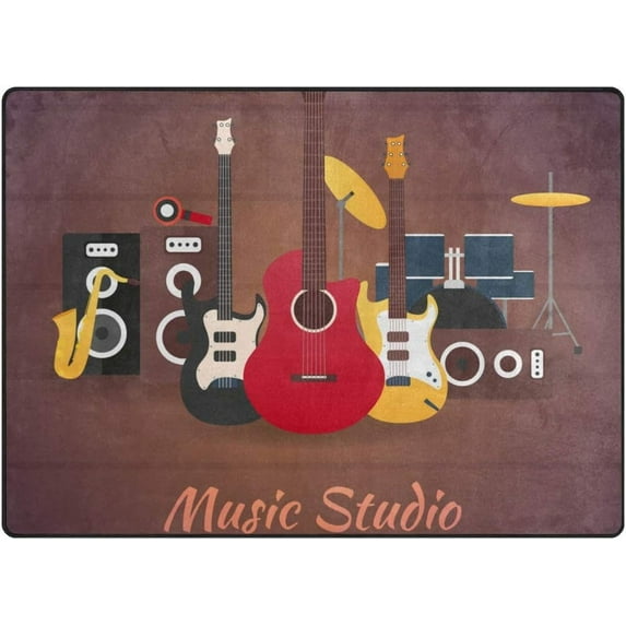 Coolnut Lightweight Soft Area Rugs, 80 x 58 inch(6'8" x 4'10") Music Studio Floor Mat for Kids Playing Room Hardwood Floor Living Room Nursery Rugs
