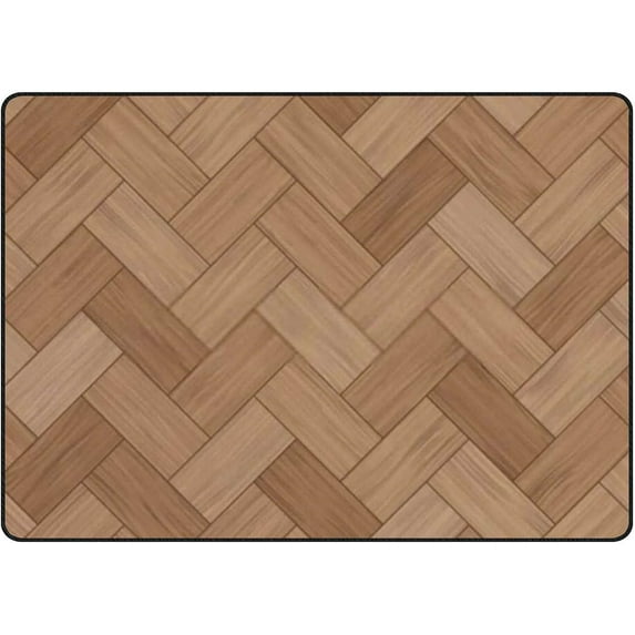 Coolnut Lightweight Soft Area Rugs Floor Zigzag Wood Parquet Floor Carpet Mat for Kids Playing Room Hardwood Floor Living Room 63x48in