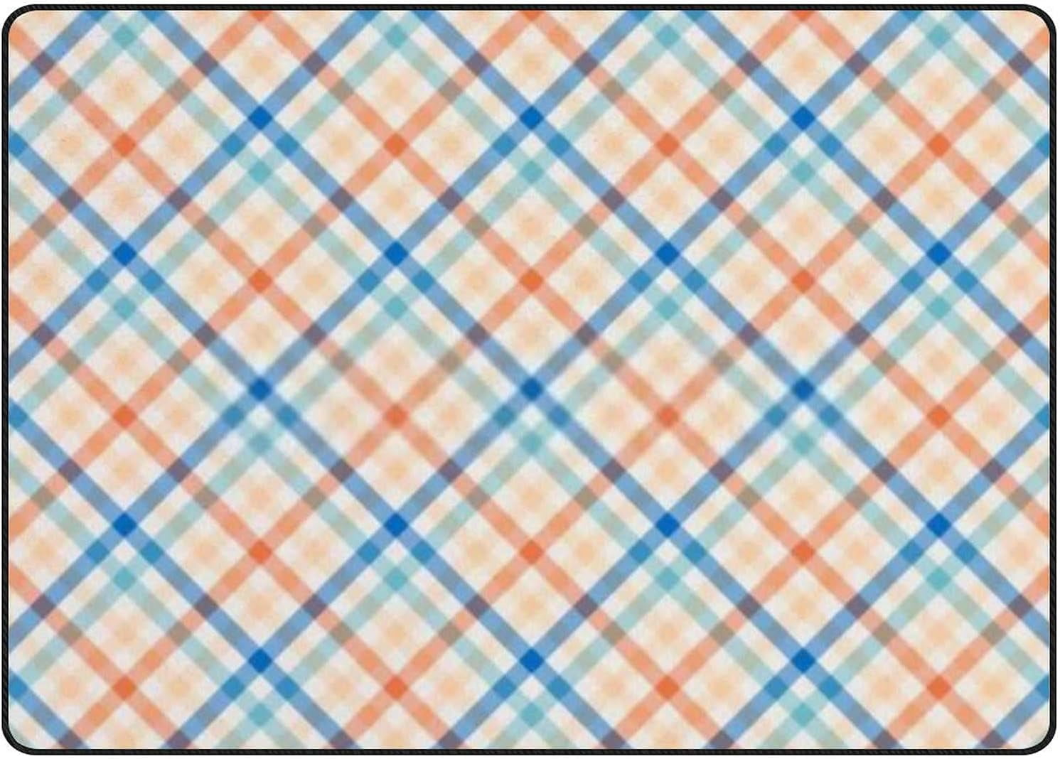 Pink Plaid Tartan Floor Mat