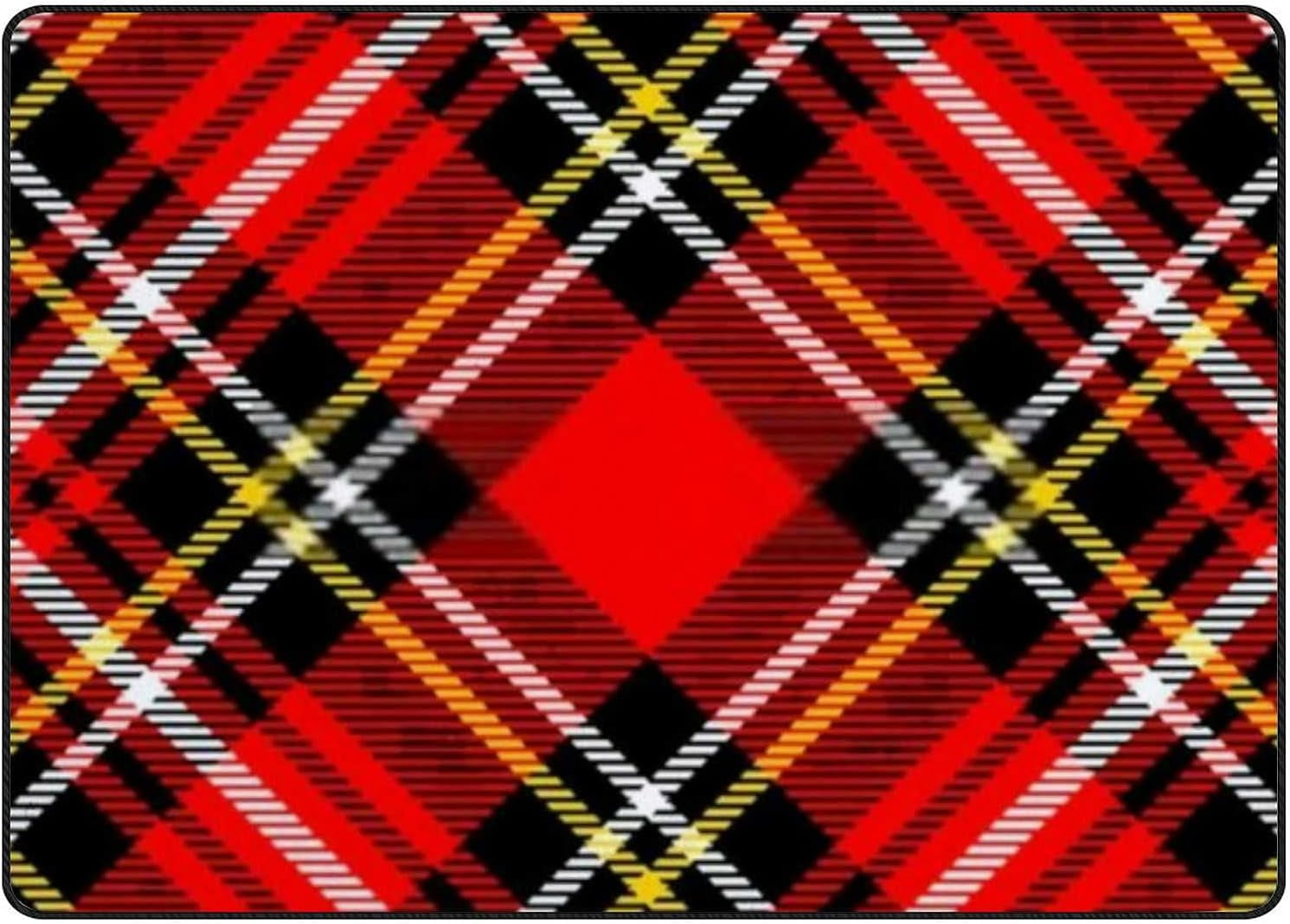 Tartan Red And Blue Plaid Floor Mat