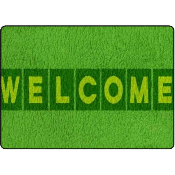 Coolnut Lightweight Soft Area Rugs Welcome on Green Floor Carpet Mat for Kids Playing Room Hardwood Floor Living Room 80x58in