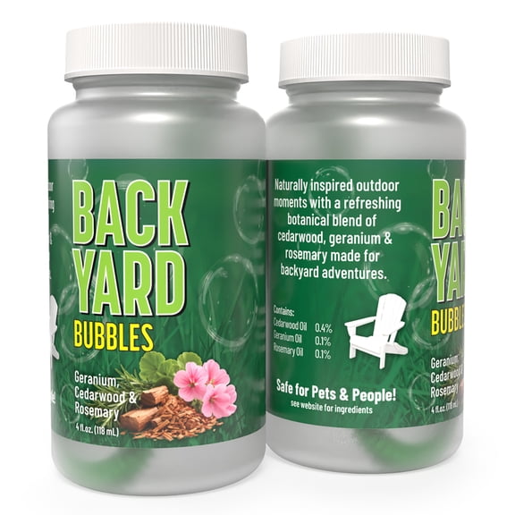 Atomic Bubbles: Back Yard Bubbles - 2 Pack, 4oz Bottles - Botanical Oils Blend, Dog Toy, Pet Safe Formula, Interactive Outdoor Pop & Chase Play