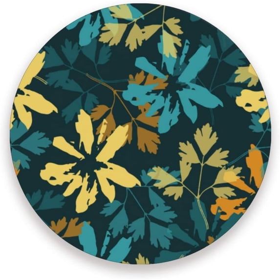 Coolnut Little Leave Flowers Round Cup Coaster with Ceramic Stone and Cork Base 2PCS, Absorbent Cup Mats, Cup Protection Mat for Home, Kitchen and Bar83 Home Decor Gifts