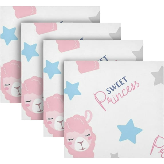 Coolnut Llama Cloth Napkins Set of 4, Reusable Washable Polyester Dinner Table Napkins for Family, Weddings, Parties, Home Decor, 20 x 20 Inch Washcloth Gift