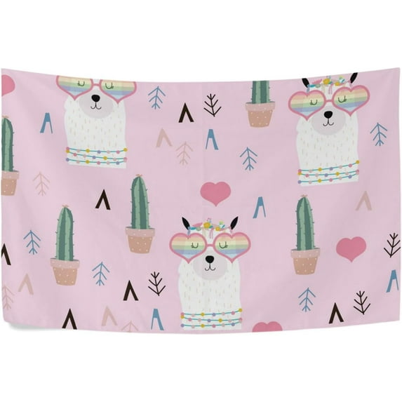 Coolnut Llama Tapestry Washable Polyester Art Wall Hanging Blanket for Living Room Bedroom Dorm Party, 60 x 40 Inch Home Decor Gifts