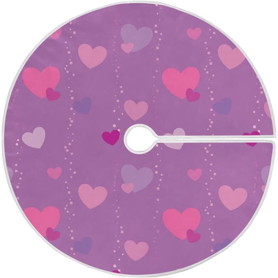 Coolnut Love Heart Christmas Tree Skirt 48", Valentine's Day Tree Skirt Double Layers Polyester Easter Tree Skirt for Valentine's Day Holiday Party Decoration