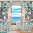 thumbnail image 1 of Coolnut Lovely Kittens Painting Sheer Gauze Door Curtain Window Curtain Drapes for Living Room Kids Bedroom Window Treatment Decor W55 x L78 In 2 Panels, 1 of 4