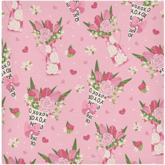 Coolnut Loving Rose Cloth Napkins Set of 6, Durable Printed Washable Table Napkins for Valentines, Weddings, Dinners Parties Home Decor, 20 x 20 Inch Washcloth Gift