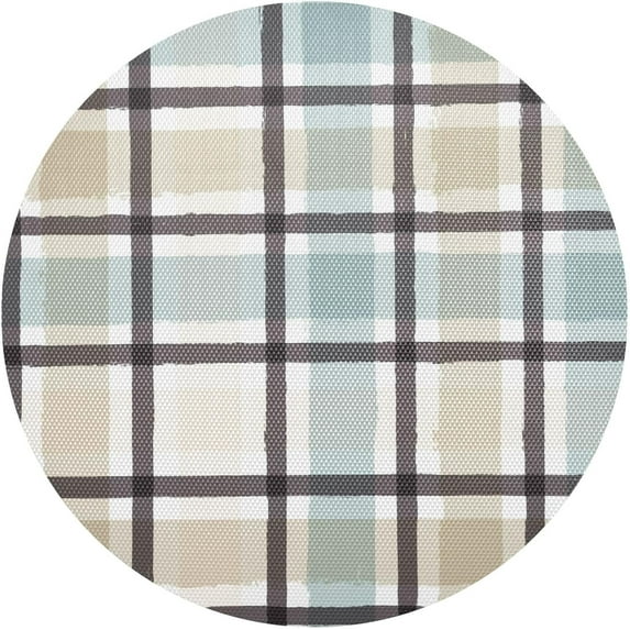 Coolnut Low-Key Color Square Grid Round Placemat Set of 4, Non-Slip Heat Resistant & Waterproof Plate Pads for Dinner Table Table Placemats, 15.4 in Home Decor