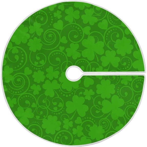 Coolnut Lucky Clover Christmas Tree Skirt 36", St. Patrick's Day Tree Skirt Double Layers Polyester Easter Tree Skirt for St. Patrick's Day Holiday Party Decoration