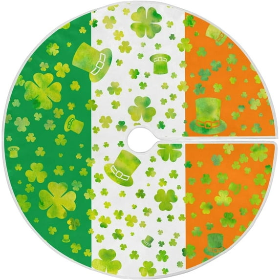 Coolnut Lucky Clover Christmas Tree Skirt 36", St. Patrick's Day Tree Skirt Double Layers Polyester Easter Tree Skirt for St. Patrick's Day Holiday Party Decoration