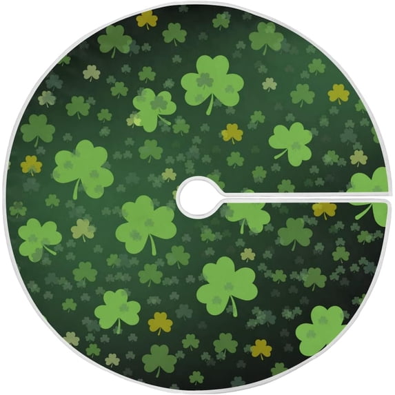 Coolnut Lucky Clover Christmas Tree Skirt 36", St. Patrick's Day Tree Skirt Double Layers Polyester Easter Tree Skirt for St. Patrick's Day Holiday Party Decoration