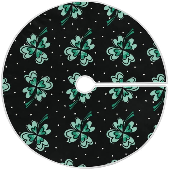 Coolnut Lucky Clover Christmas Tree Skirt 36", St. Patrick's Day Tree Skirt Double Layers Polyester Easter Tree Skirt for St. Patrick's Day Holiday Party Decoration