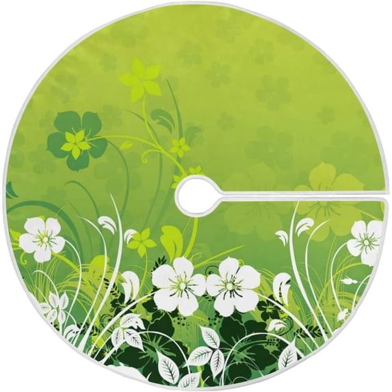 Coolnut Lucky Clover Christmas Tree Skirt 48", St. Patrick's Day Tree Skirt Double Layers Polyester Easter Tree Skirt for St. Patrick's Day Holiday Party Decoration