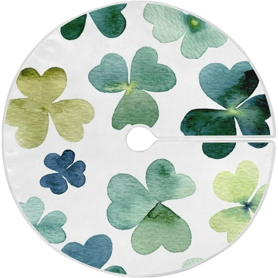 Coolnut Lucky Clover Christmas Tree Skirt 48", St. Patrick's Day Tree Skirt Double Layers Polyester Easter Tree Skirt for St. Patrick's Day Holiday Party Decoration
