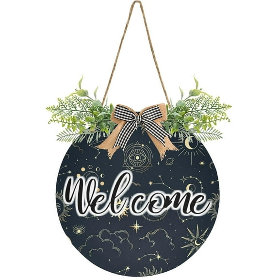 Coolnut Magic Constellations Front Door Round, Hanging Welcome Sign, Front Door for Home, Farmhouse, Porch, Wall Hanging, Outdoor Home Decor