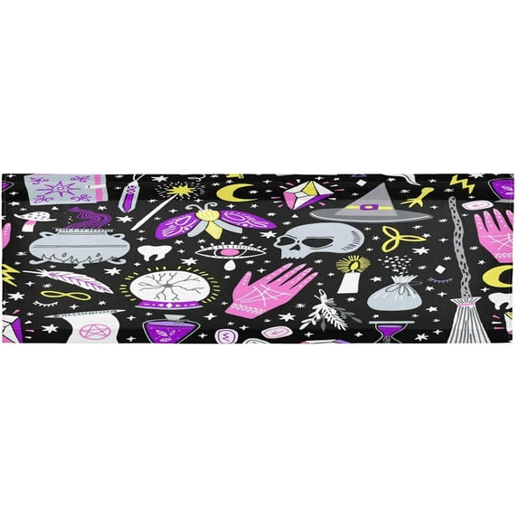 Coolnut Magic Witch Halloween Skull Valance Curtains for Kitchen or Bathroom,Valances Window Treatment Rod Pocket Drape 54x18inch Light Filtering Living Room Bedroom Decor31