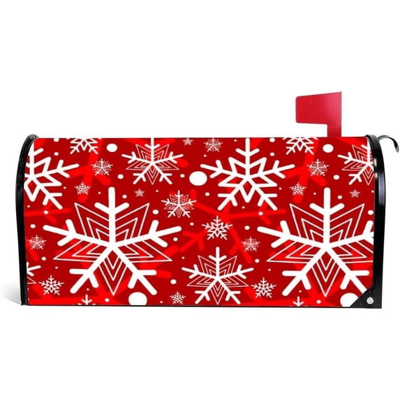 Coolnut Magnetic Mailbox Cover, Christmas Winter Snowflake Post Mail Box Cover Mail Wraps Cover, Standard Size 20.7" L x 18" W