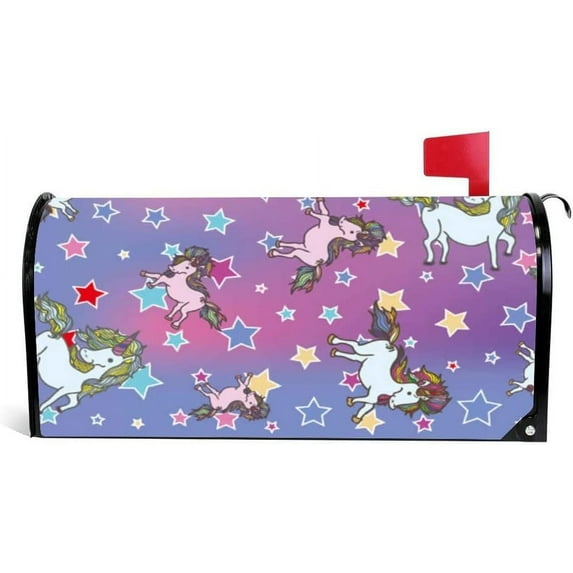 Coolnut Magnetic Mailbox Cover, Cute Unicorn with Colorful Rainbow Post Mail Box Cover Mail Wraps Cover, Standard Size 20.7" L x 18" W