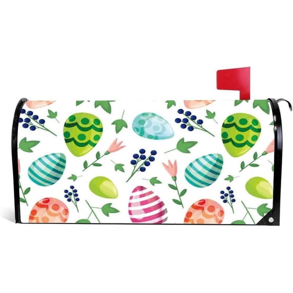 Coolnut Magnetic Mailbox Cover, Easter Symbols Post Mail Box Cover Mail Wraps Cover, Standard Size 20.7" L x 18" W