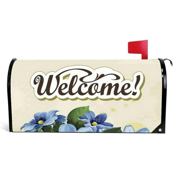 Coolnut Magnetic Mailbox Cover, Welcome with Beautiful Flowers Post Mail Box Cover Mail Wraps Cover, Oversize 25.4" L x 20.78" W